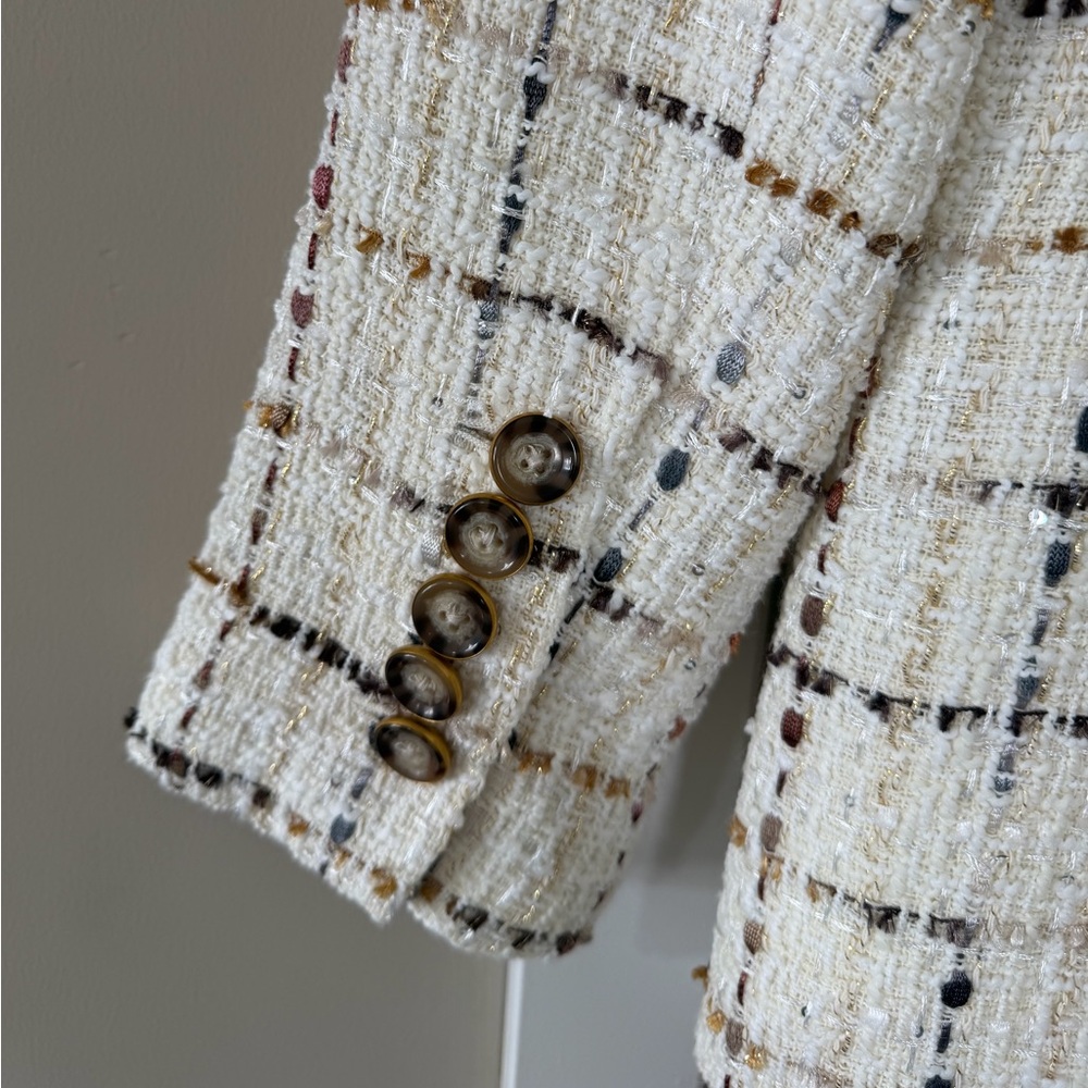 NWT Veronica Beard Healy Ecru Multi Dickey Plaid Wool-Blend Jacket Size 8 - Picture 9 of 10